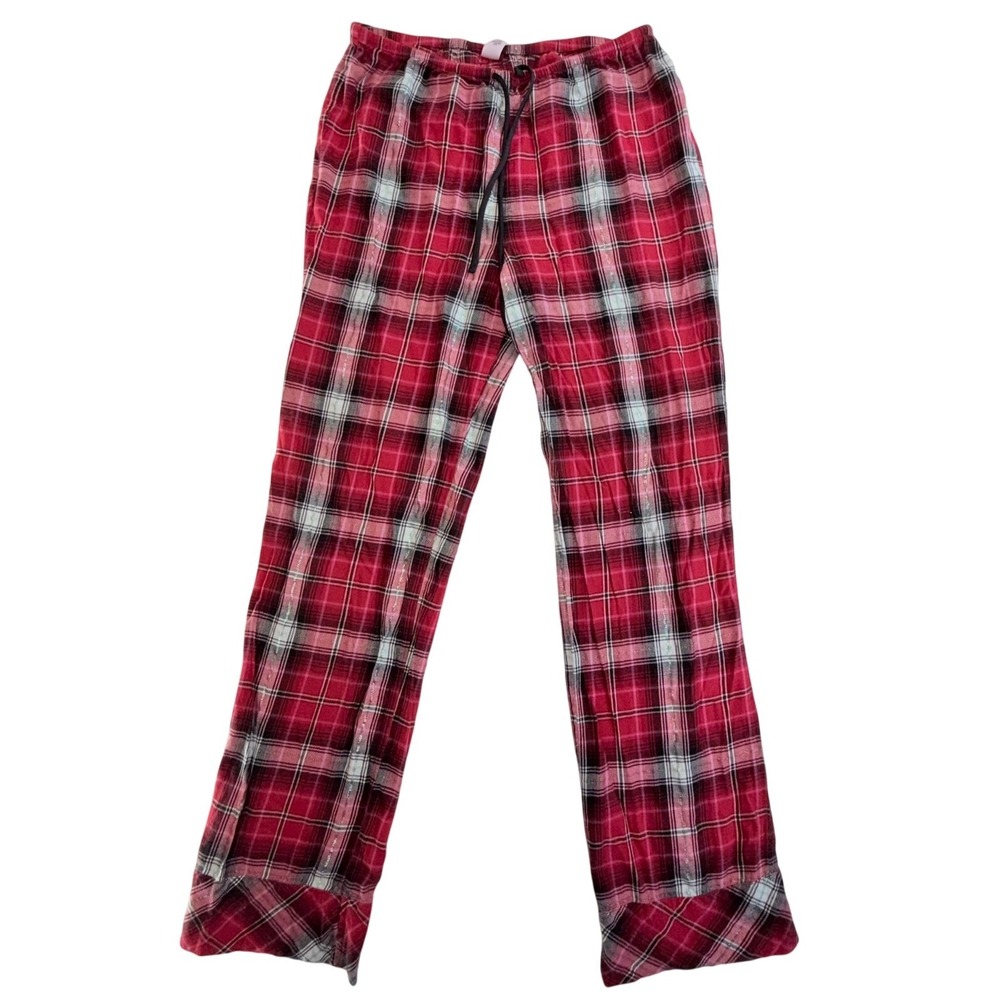 Victoria's Secret Pajama Pants Women's XS Red Plaid Metallic Shimmer Holiday